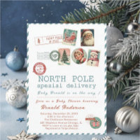 Watercolor Santa BabyNorth pole Baby Shower mom-to