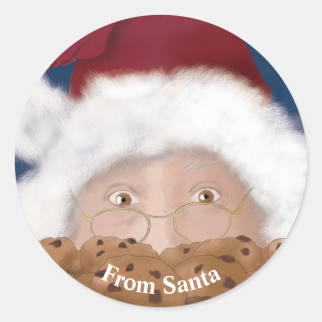 Watercolor Santa Christmas Classic Round Sticker (Front)