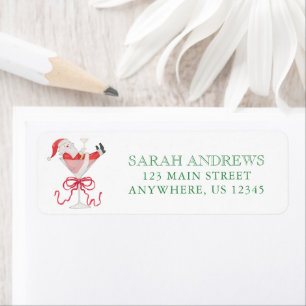 Watercolor Santa Christmas Cocktail Party Address Return Address Label