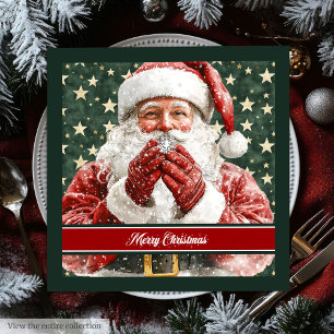 Watercolor Santa Claus Festive Holiday Napkins
