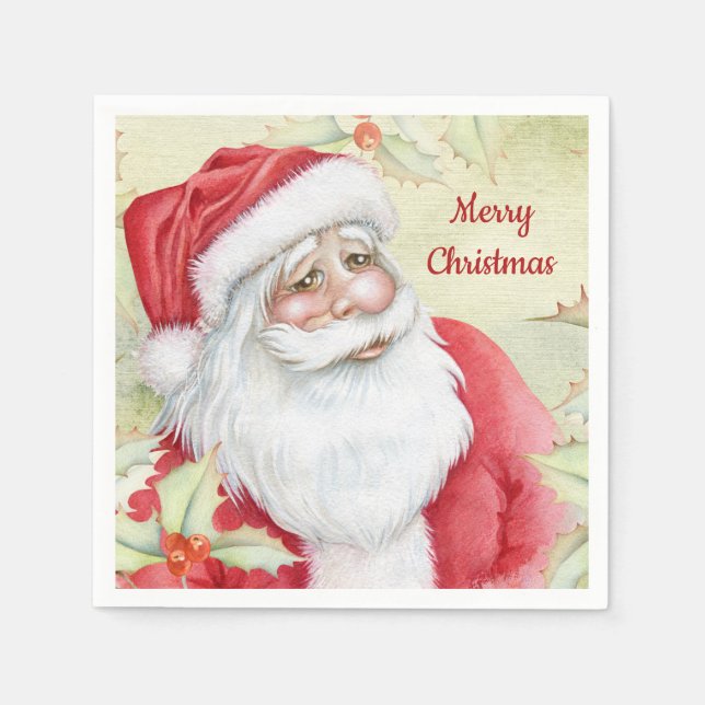 Watercolor Santa Clause Napkin (Front)
