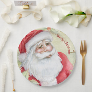 Watercolor Santa Clause Paper Plate