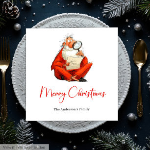 Watercolor Santa Funny Holiday Cocktail Napkins