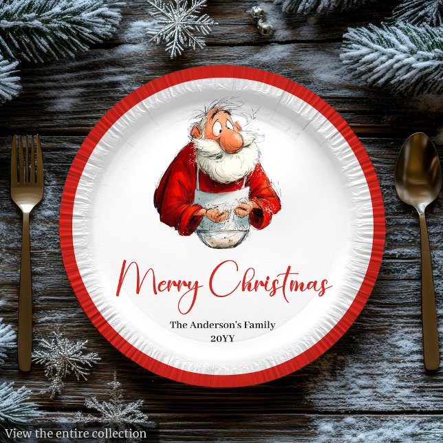 Watercolor Santa Funny Personalised Dinner Plates (Watercolor Santa Funny Personalized Dinner Plates

)