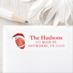 Watercolor Santa Hat Football Christmas Address Return Address Label