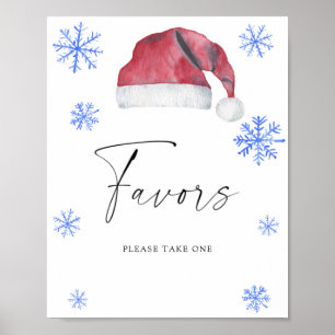 Watercolor santa hat red - Favours Poster