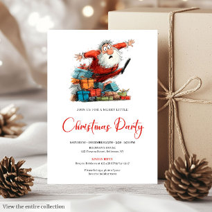 Watercolor Santa Quirky Funny Holiday Party Invite