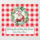 Watercolor Santa Red Check Jolly Christmas LG