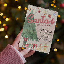 watercolor Santa retro holiday party invitation