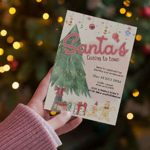 watercolor Santa retro holiday party invitation