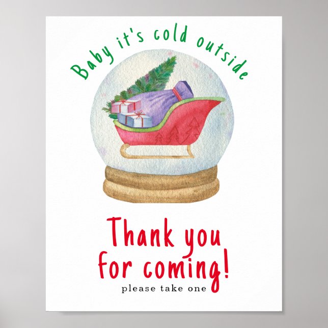Watercolor santa sled - Thank you for coming Poster (Front)