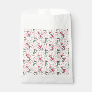 Watercolor santa teddy bear and birdie Christmas Favour Bag