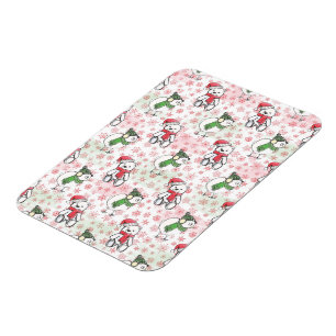 Watercolor santa teddy bear and birdie Christmas Magnet