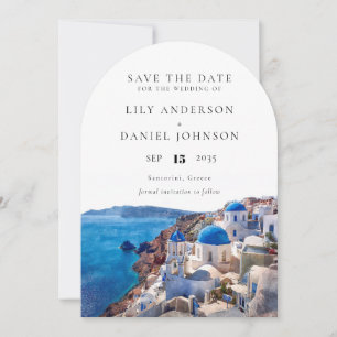 Watercolor Santorini Greece Wedding Arch Save The Date