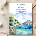 Watercolor Santorini Greek Wedding Invitation<br><div class="desc">Transport your guests to the breathtaking landscapes of Santorini with our "Santorini Greece Architecture Watercolor Wedding Invitation." The intricate watercolor design captures the majestic skyline of this romantic destination, featuring iconic white-washed buildings against the backdrop of the azure Aegean Sea. Set the tone for an elegant affair with an invitation...</div>