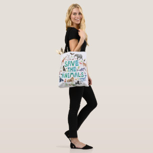 Watercolor Save the Animals Tote Bag