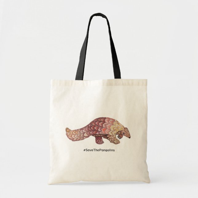 Watercolor Save the Pangolins Tote Bag (Front)