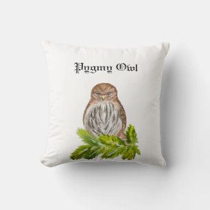 Watercolor Saw Whet Cute Little Owls Cushion
