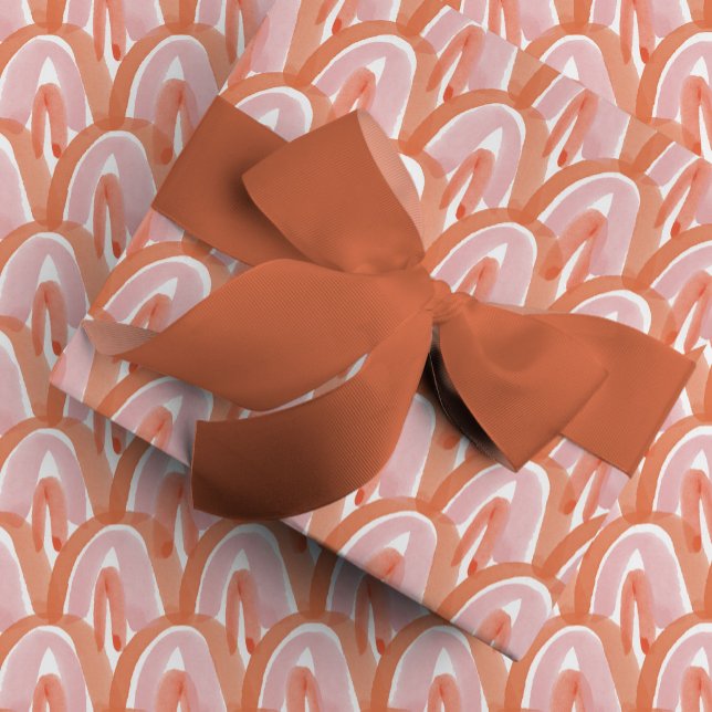 Watercolor Scales in Red Wrapping Paper (Pink and red watercolor scales and rainbow arches gift wrapping paper.)