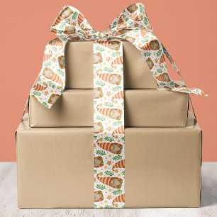 Watercolor Scandinavian Gnome Christmas Satin Ribbon