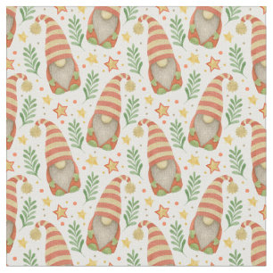 Watercolor Scandinavian Gnome Cute Christmas Fabric