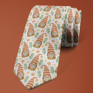 Watercolor Scandinavian Gnome Cute Christmas Tie