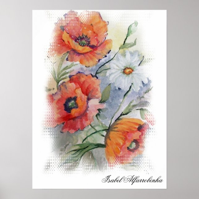 Watercolor scarlet poppies  poster (Front)