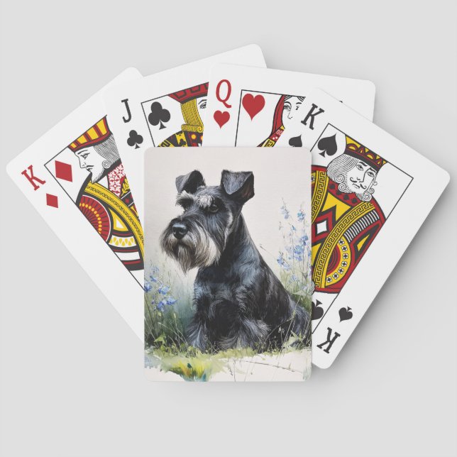 Watercolor Schnauzer Playing Cards (Back)