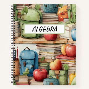 WATERCOLOR SCHOOL BACKPACKS RED APPLES NOTEBOOK