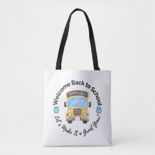 Watercolor School Bus Tote Bag