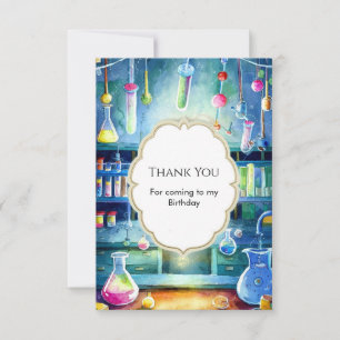 Watercolor Science Magic Scientist Birthday Thank You Card
