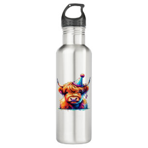 Watercolor Scottish Highland Cow Birthday Essentia 710 Ml Water Bottle