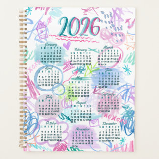 Watercolor scribbles calendar planner