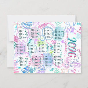 Watercolor Scribbles Calendar Tea Towel 2026 Postcard