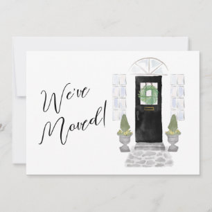 Watercolor Script Black Door We've Moved Announcement