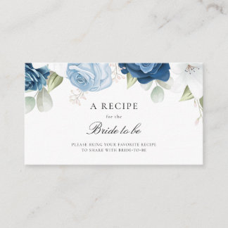 Watercolor Script Floral Bridal Shower Recipe Enclosure Card