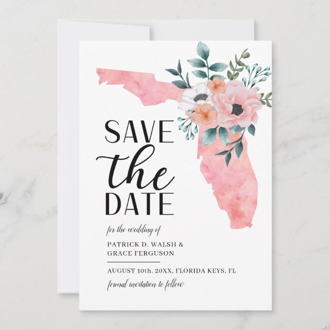 Watercolor Script Florida Destination Wedding Save The Date (Front)