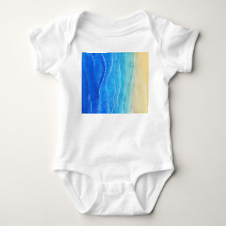 Watercolor sea and beach view. baby bodysuit