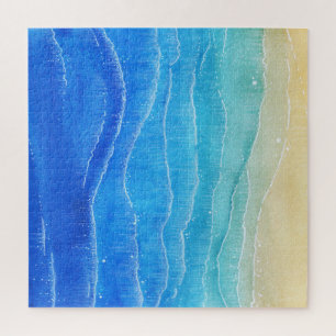 Watercolor sea and beach view. jigsaw puzzle