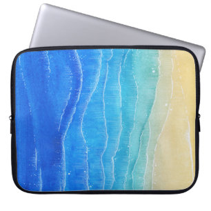 Watercolor sea and beach view. laptop sleeve