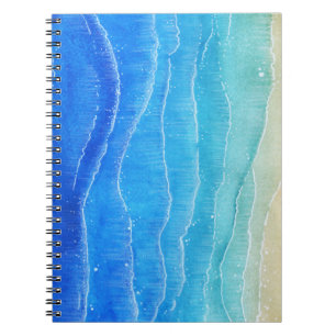 Watercolor sea and beach view. notebook