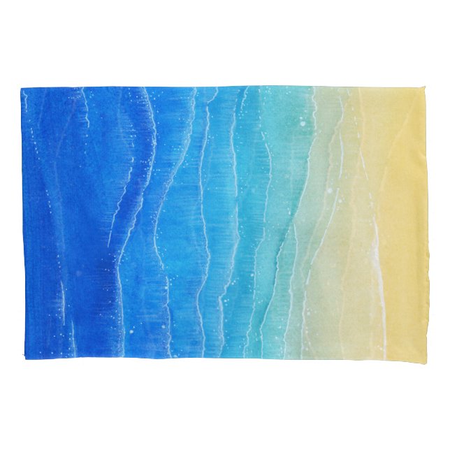 Watercolor sea and beach view. pillowcase (Front)