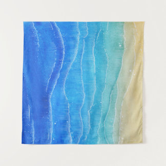 Watercolor sea and beach view. tapestry