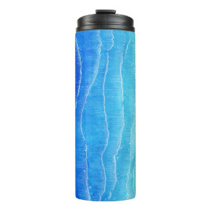Watercolor sea and beach view. thermal tumbler