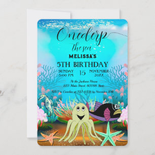 Watercolor Sea Animals Birthday Party Invitation