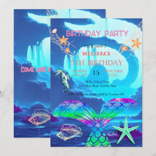 Watercolor Sea Animals Birthday Party Invitation