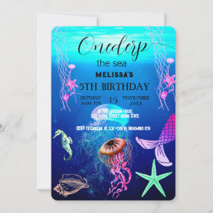 Watercolor Sea Animals Birthday Party Invitation