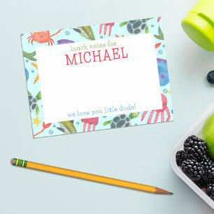 Watercolor Sea Creatures Personalised Lunch Notes