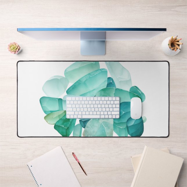 Watercolor Sea Glass Desk Mat (Office 1)