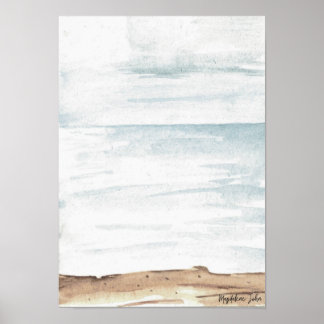Watercolor sea in light colours poster